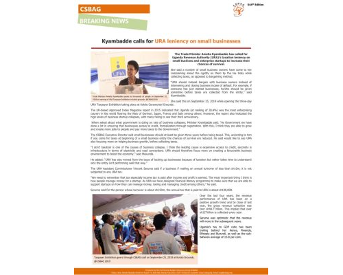 thumbnail of CSBAG NEWS UPDATE – Kyambadde calls for leniency on small businesses 26th sept 2019