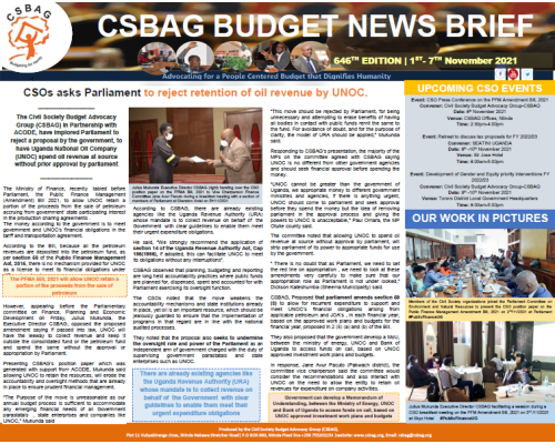 CSOs asks Parliament to reject retention of oil revenue by UNOC.