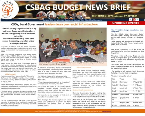 thumbnail of CSBAG BUDGET NEWS- CSOs, Local Government leaders decry poor social infrastructure 29th sept 2019