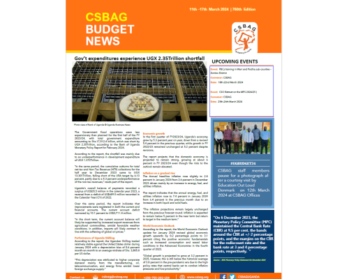 Gov’t expenditures experience UGX 2.35Trillion shortfall