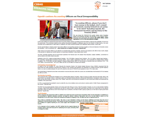 Ggoobi cautions Accounting Officers on Fiscal Irresponsibility