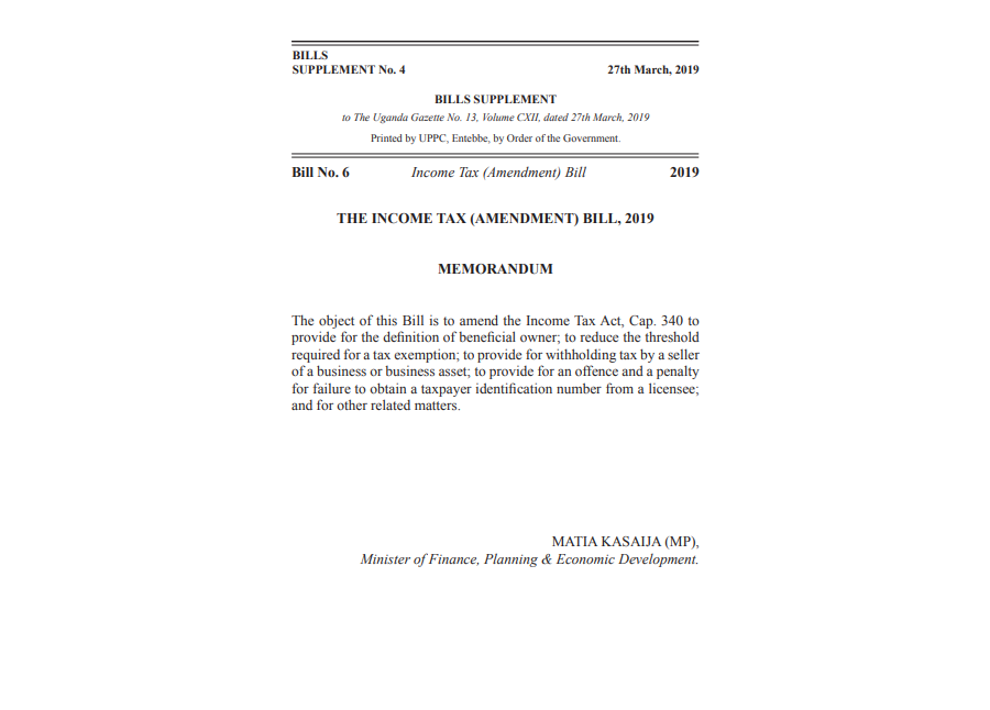 The Income Tax (Amendment) Bill, 2019