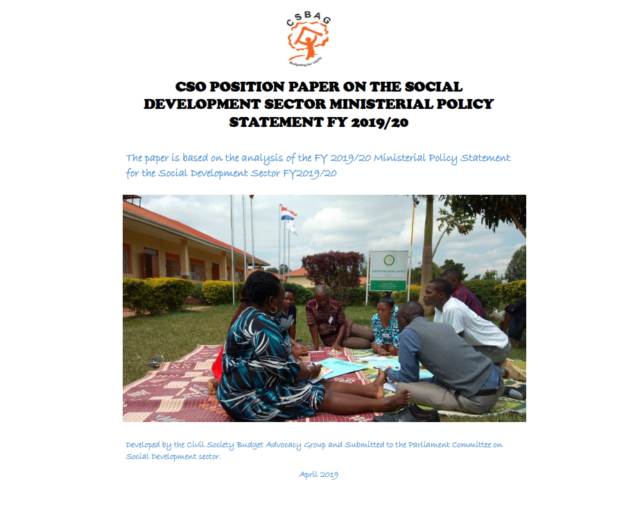 CSO Position Paper On The Social Development Sector Ministerial Policy Statement FY 2019/20