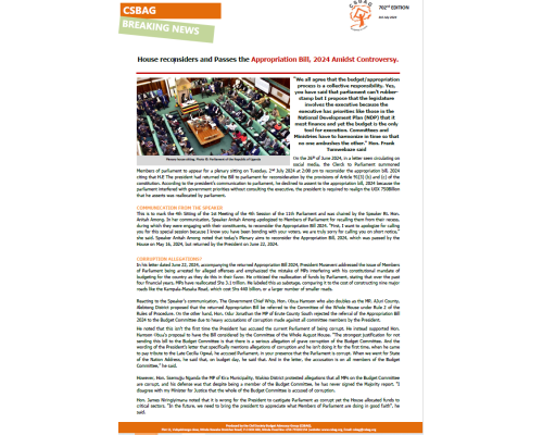 CSBAG NEWS UPDATE-House reconsiders and Passes the Appropriation Bill, 2024 Amidst Controversy