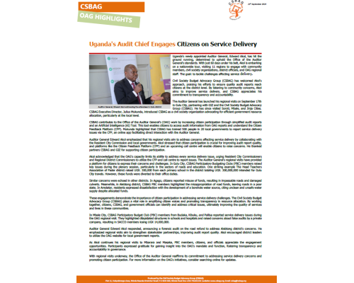 Uganda’s Audit Chief Engages Citizens on Service Delivery