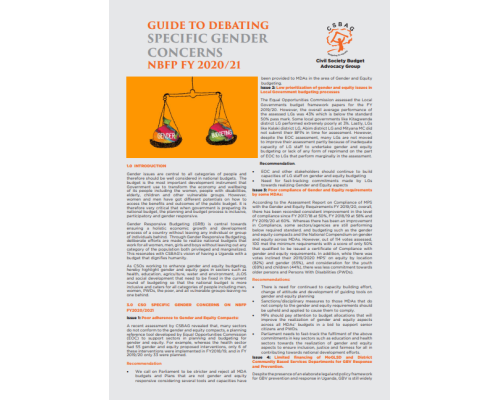 Guide To Debating Specific Gender Concerns NBFP FY2020/21