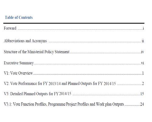 Office Of The Prime Minister Ministerial Policy Statement FY2014-15