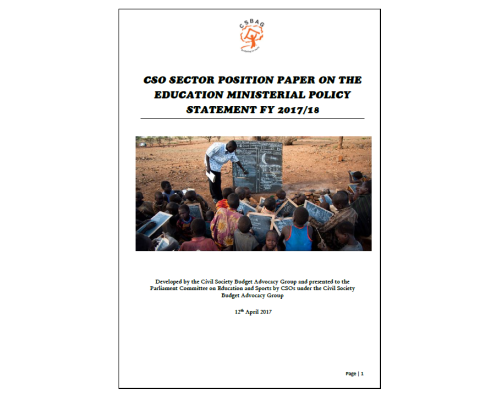 CSO Sector Position Paper On The Education Ministerial Policy Statement FY 2017/18