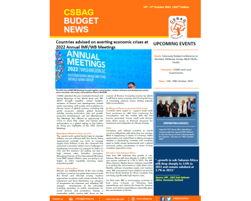 Countries advised on averting economic crises at 2022 Annual IMF/WB Meetings