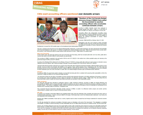 CSOs want accounting officers sanctioned over domestic arrears