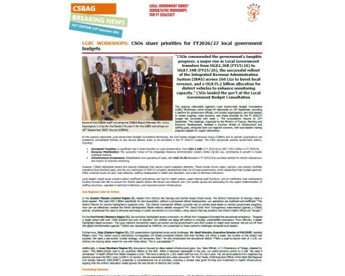 LGBC WORKSHOPS: CSOs share priorities for FY2026/27 local government budgets
