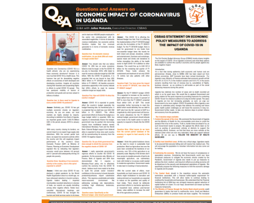 Question and Answer Session: Economic Policy Measures to Address the Impact of Corona virus in Uganda