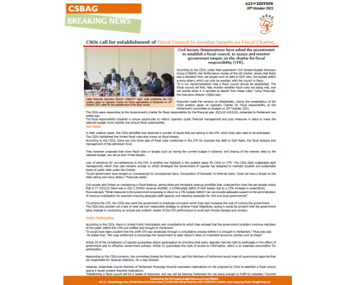 CSOs call for establishment of Fiscal Council to monitor targets on Fiscal Charter