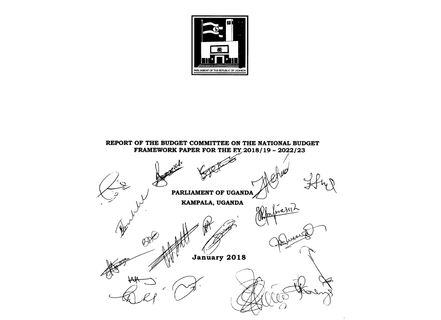 Report Of The Budget Committee On The National Budget Framework Paper For The FY 2018-2019