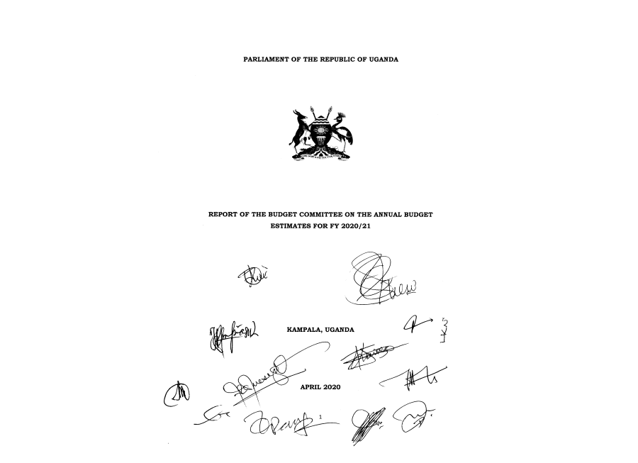 Budget Committee Report On The Annual Budget Estimates For FY 2020/2021