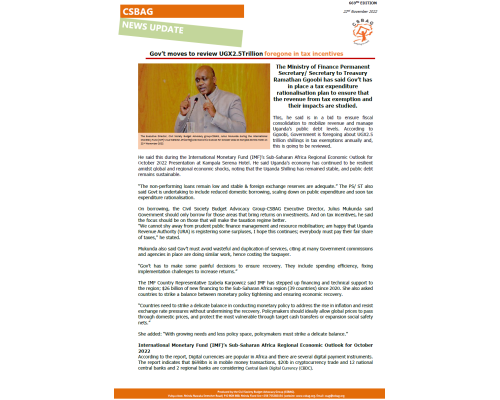 Gov’t moves to review UGX2.5Trillion foregone in tax incentives