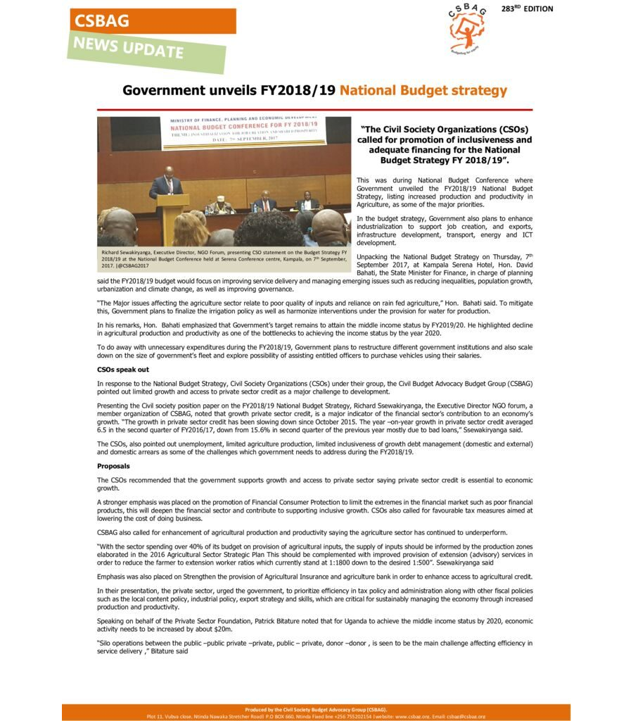 Government unveils FY2018-19 National Budget strategy-7th sept 2017