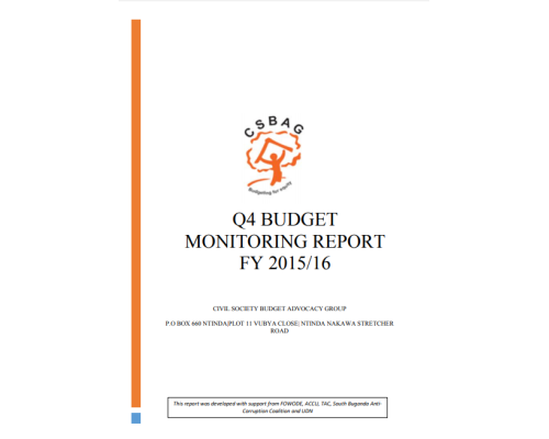 CSO Budget Performance Monitoring Report Q4 FY 2015/16