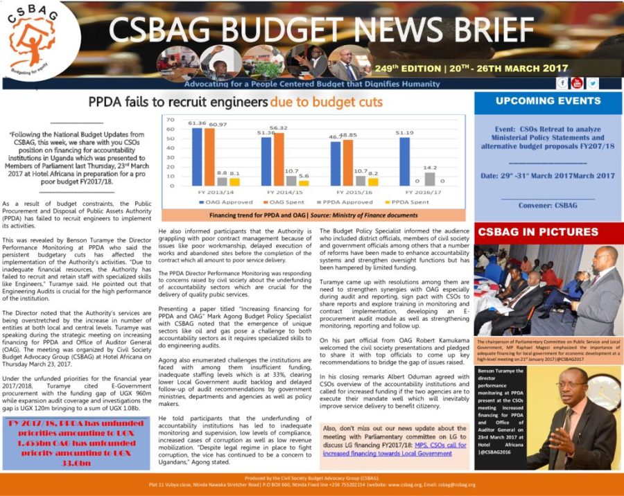 PPDA fails to recruit engineers due to budget cuts