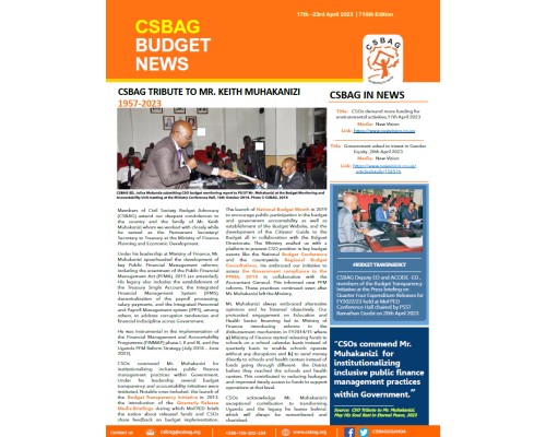 CSBAG TRIBUTE TO MR. KEITH MUHAKANIZI 1957-2023