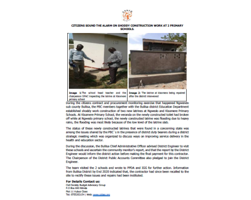 Citizens Sound the Alarm on Shoddy Construction Work At 2 Primary Schools.