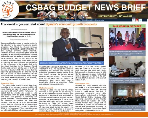 thumbnail of CSBAG BUDGET NEWS 522 13th Jan 2019