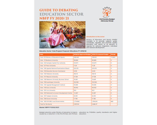 Guide To Debating The Education Sector NBFP FY2020/21