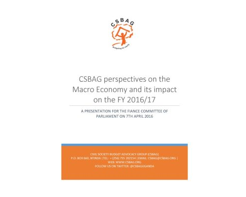 CSBAG Perspectives On The Macro Economy And Its Impact On The FY 2016/17 Budget