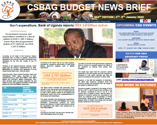 Gov’t expenditure: Bank of Uganda reports UGX 3.6 trillion deficit