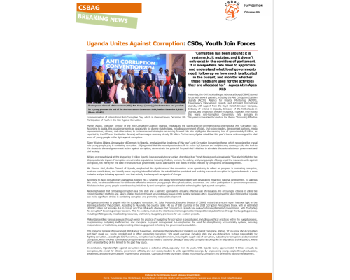 Uganda Unites Against Corruption: CSOs, Youth Join Forces