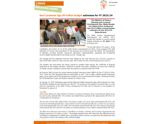 Gov’t presents Ugx.50 trillion budget estimates for FY 2023/24