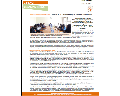 Parish Development Model: One size fit all criterion likely to affect its effectiveness