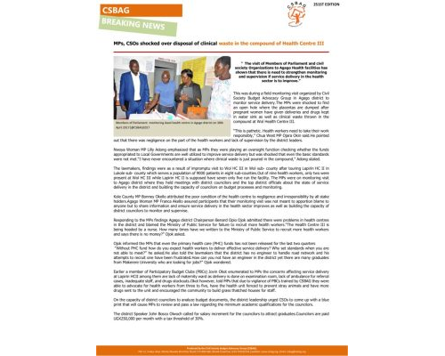 thumbnail of MPs, CSOs shocked over disposal of clinical waste in the compound of Health Centre III