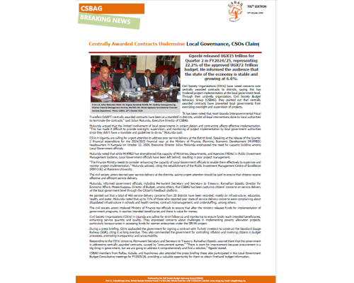 Centrally Awarded Contracts Undermine Local Governance, CSOs Claim