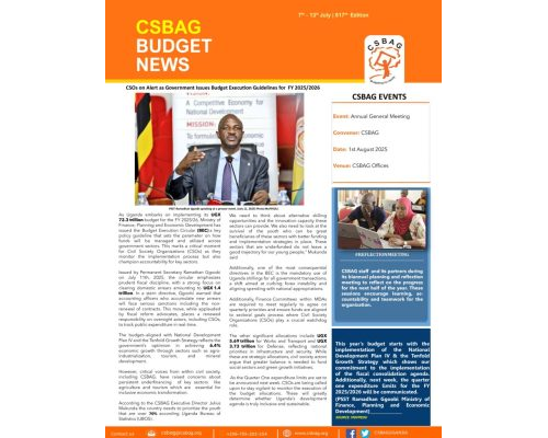 thumbnail of CSBAG BUDGET NEWS. 817th Edition