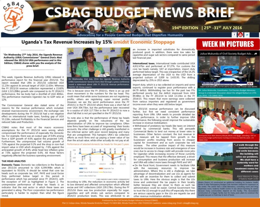 Uganda’s Tax Revenue Increases by 15% amidst Economic Stoppage