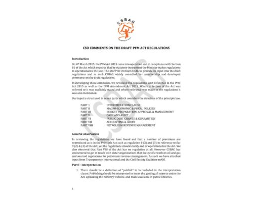 CSO Comments On The Draft PFM Act RegulationS