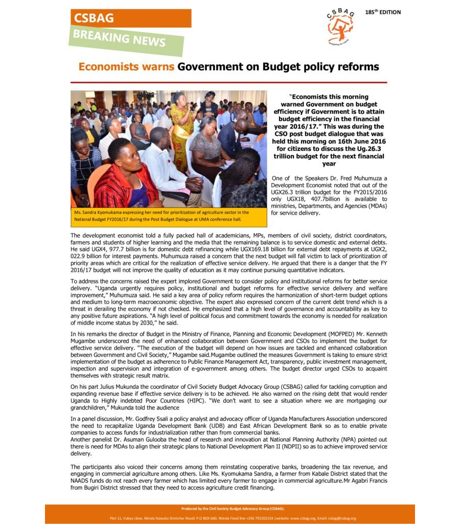 Economists warns Government on Budget policy reforms