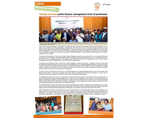 thumbnail of Kadaga launches public finance management from of parliament 23rd sept 2016