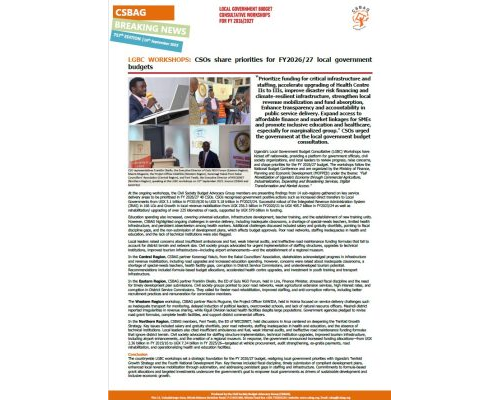 LGBC WORKSHOPS: CSOs share priorities for FY2026/27 local government budgets