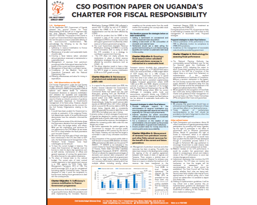 CSO POSITION PAPER ON UGANDA’S CHARTER FOR FISCAL RESPONSIBILITY