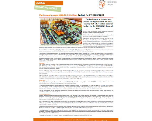 Parliament passes UGX.52.74 trillion Budget for FY 2023/2024