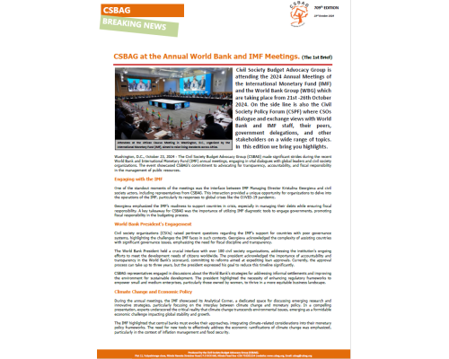 CSBAG at the Annual World Bank and IMF Meetings.