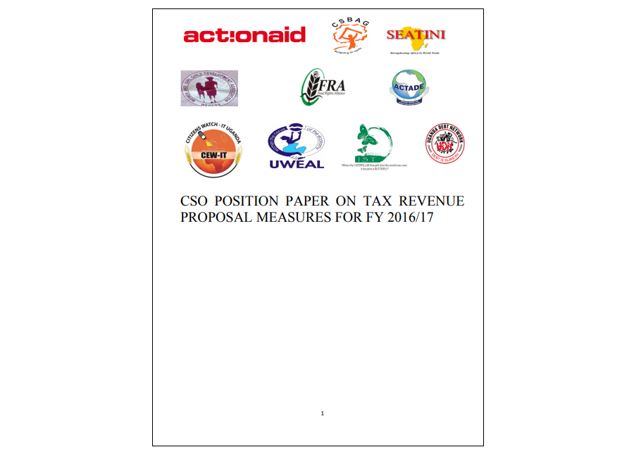 CSO Position Paper on Tax Revenue Proposal Measures for FY 2016/17