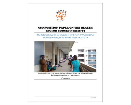 CSO Position Paper On The Health Sector MPS FY 2018-19