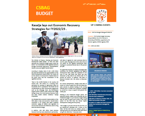 Kasaija lays out Economic Recovery Strategies for FY2022/23 .