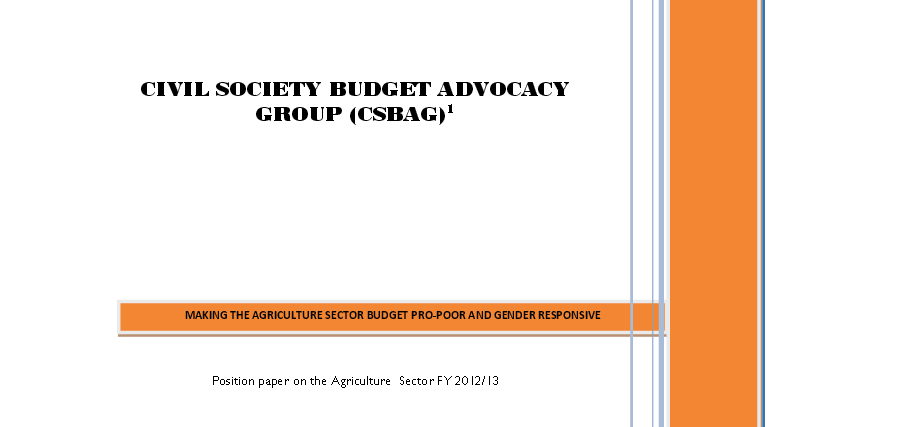 CSBAG Position Paper On The Agriculture Sector FY 2012/13