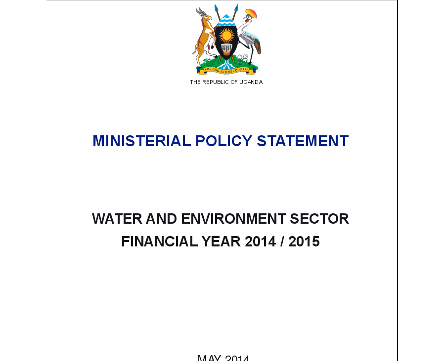 Water And Environment Ministerial Policy Statement FY2014-15
