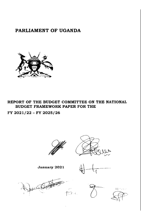 Report of the Budget Committee on the National Budget Framework paper FY 2021/22 Image