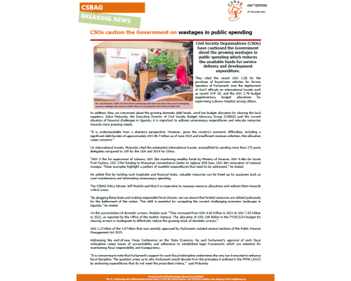 CSOs caution the Government on wastages in public spending